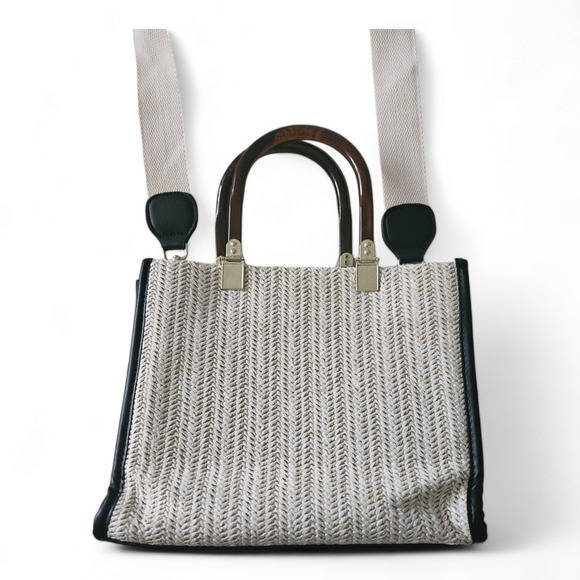 Straw/Raffia Medium Size Crossbody Handle Shoulder Handbag NWOT - Picture 4 of 5